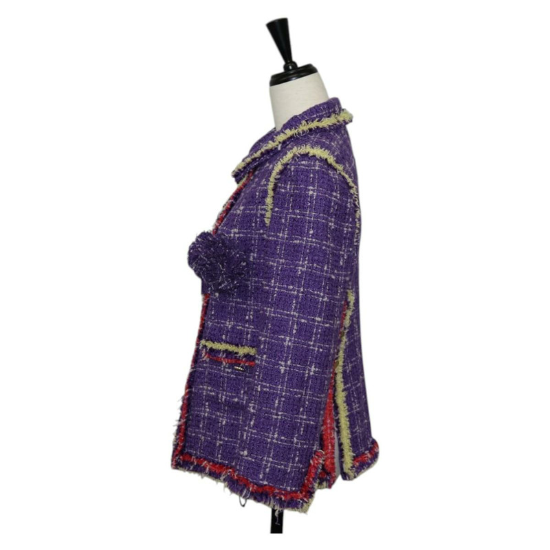 【日本直送】香奈兒夾克 36 碼 夾克 粗呢 34 紫色 CC 正品 135090A-2