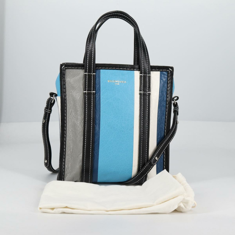 【日本直送】BALENCIAGA 手提包 皮革 2way 藍灰色 正品 135253M-11