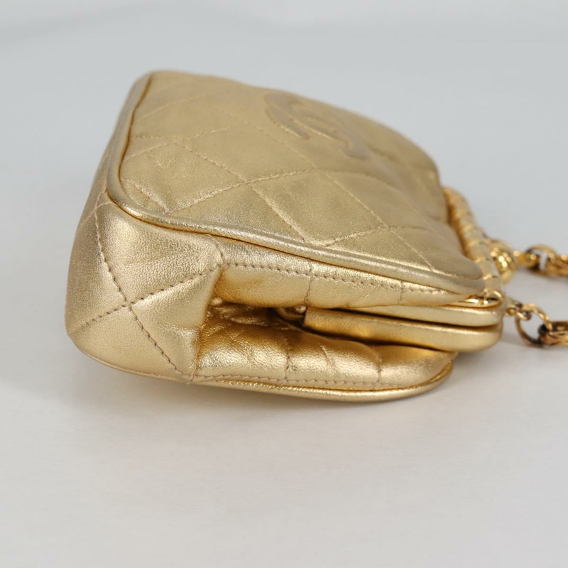 【日本直送】香奈兒鏈單肩包 小羊皮 金 CC 正品 135116A-3