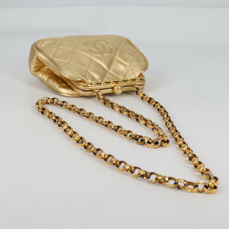 【日本直送】香奈兒鏈單肩包 小羊皮 金 CC 正品 135116A-5