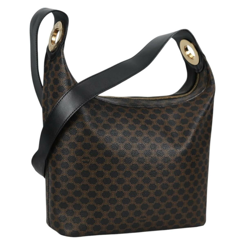 【日本直送】CELINE Macadam 帆布肩背包 PVC 皮革 黑金色 正品 135205V-0