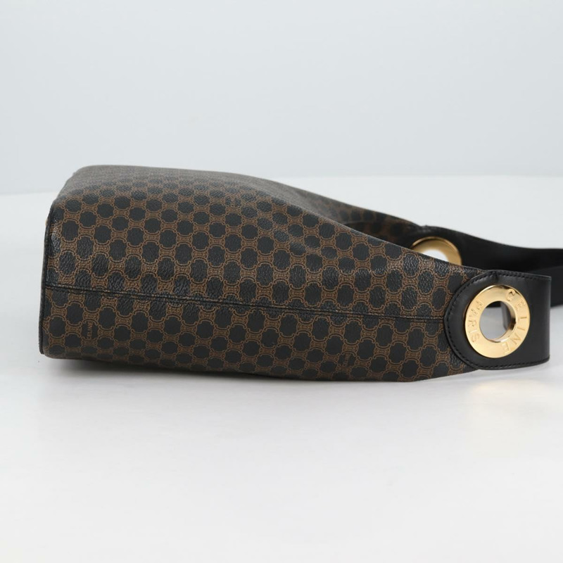 【日本直送】CELINE Macadam 帆布肩背包 PVC 皮革 黑金色 正品 135205V-3