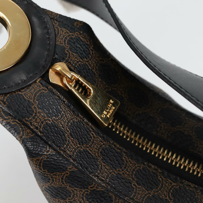 【日本直送】CELINE Macadam 帆布肩背包 PVC 皮革 黑金色 正品 135205V-7