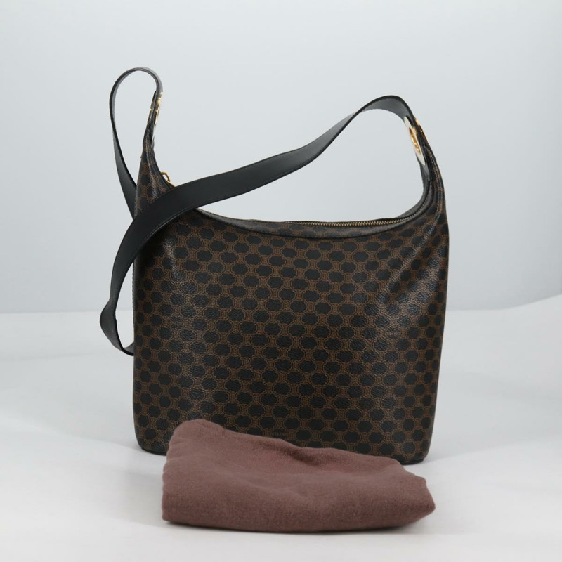 【日本直送】CELINE Macadam 帆布肩背包 PVC 皮革 黑金色 正品 135205V-11