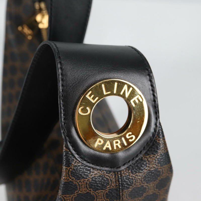 【日本直送】CELINE Macadam 帆布肩背包 PVC 皮革 黑金色 正品 135205V-18