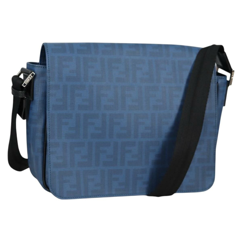 【日本直送】FENDI Zucca 帆布單肩包 PVC 藍色銀色 正品 135235M-0