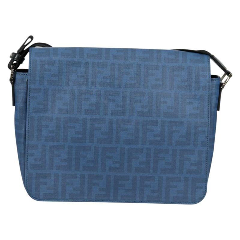 【日本直送】FENDI Zucca 帆布單肩包 PVC 藍色銀色 正品 135235M-12