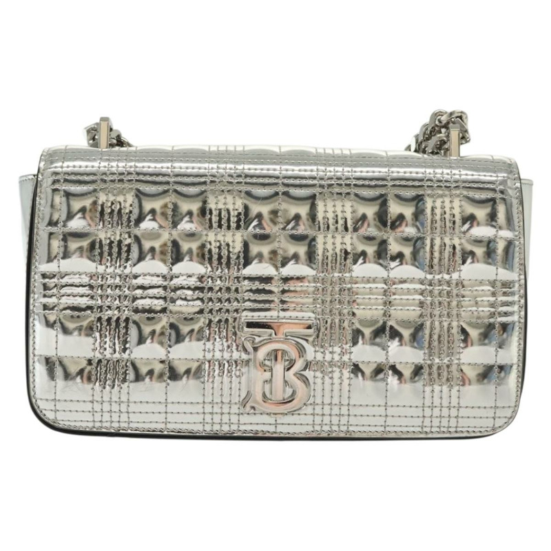 【日本直送】BURBERRY 鏈條單肩包 琺瑯銀色 正品 140195-12
