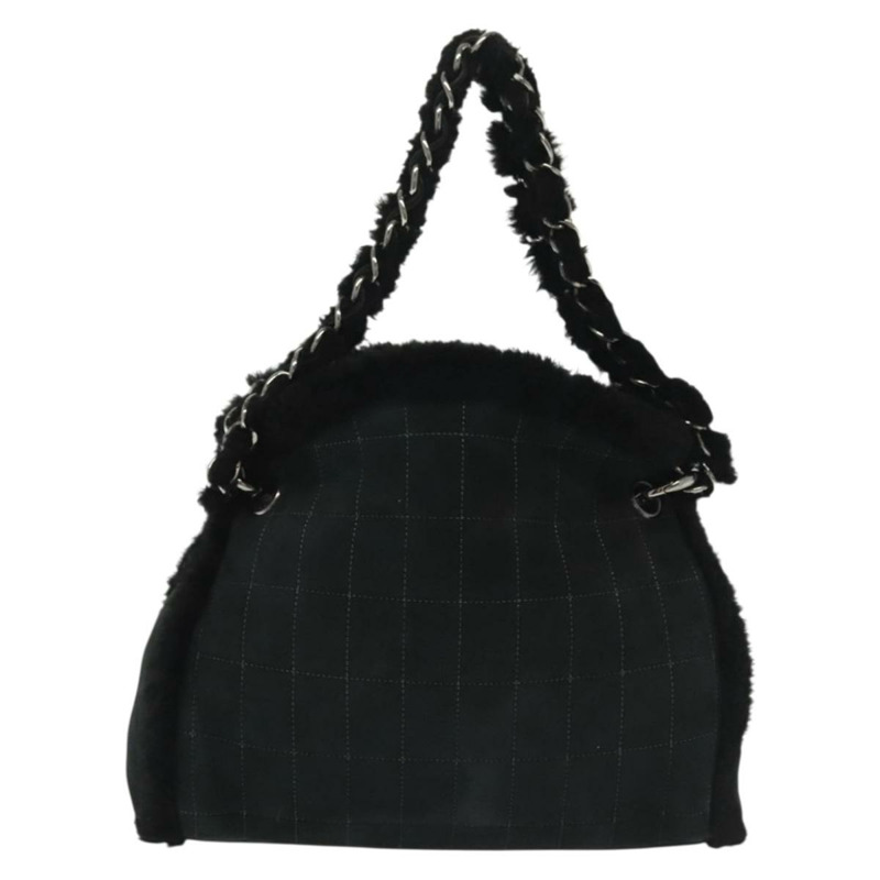 【日本直送】香奈兒鏈巧克力棒單肩包 Mouton 黑色銀色 CC 正品 140140-1