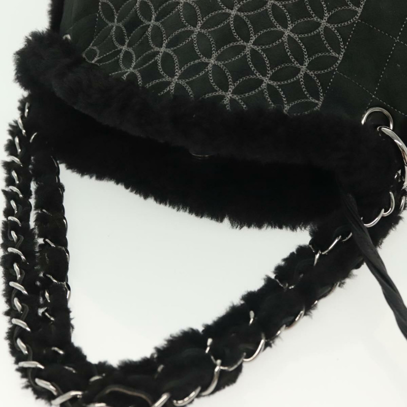 【日本直送】香奈兒鏈巧克力棒單肩包 Mouton 黑色銀色 CC 正品 140140-5