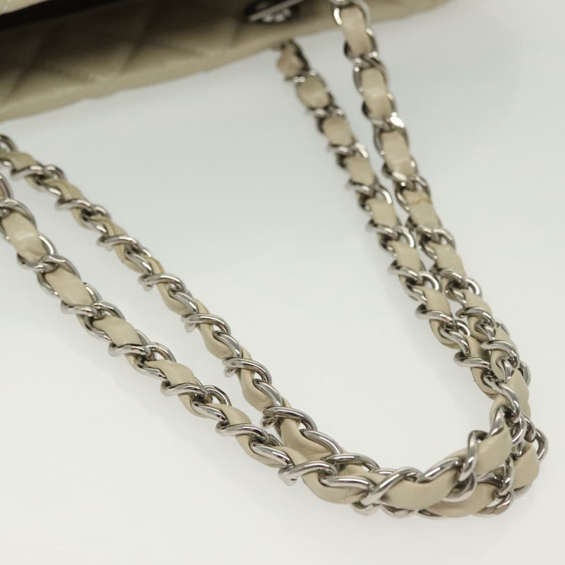 【日本直送】香奈兒鏈康邦線棉質俱樂部包皮革米色銀色 CC 正品 bs28856-7