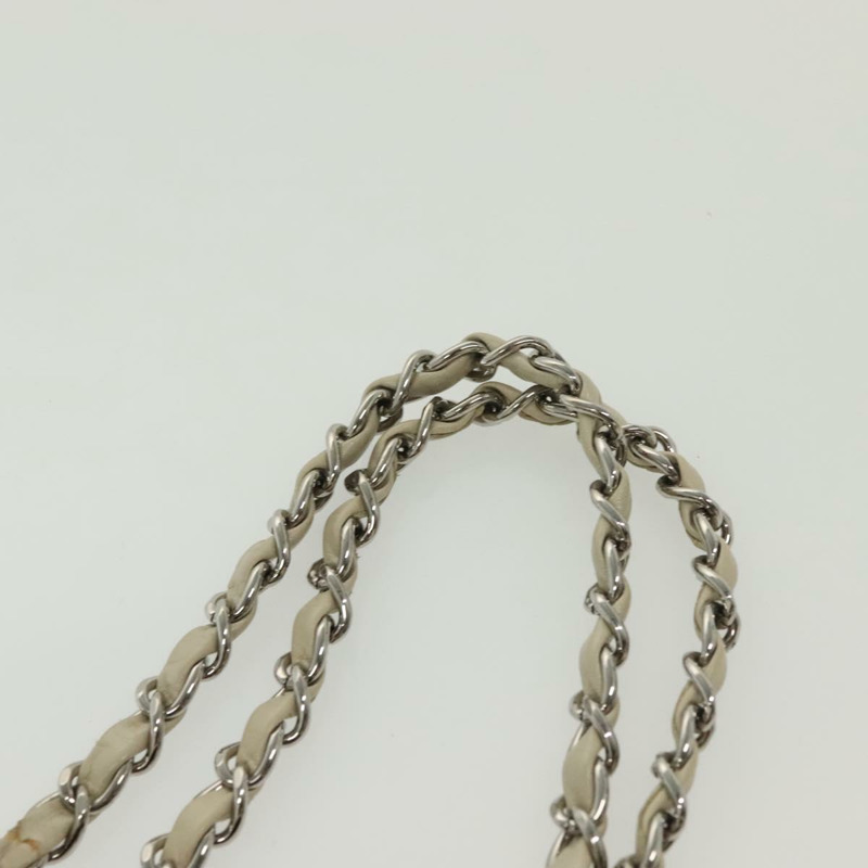【日本直送】香奈兒鏈康邦線棉質俱樂部包皮革米色銀色 CC 正品 bs28856-13