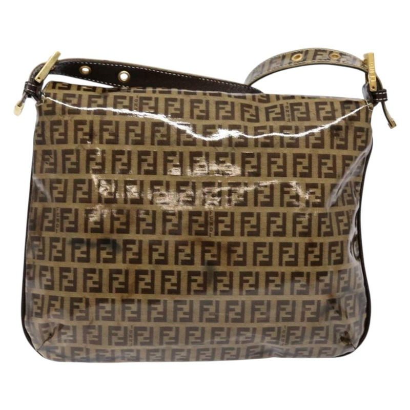 【日本直送】FENDI Zucchino 帆布 Mamma Baguette 肩背包 米色金色 正品 140274-1