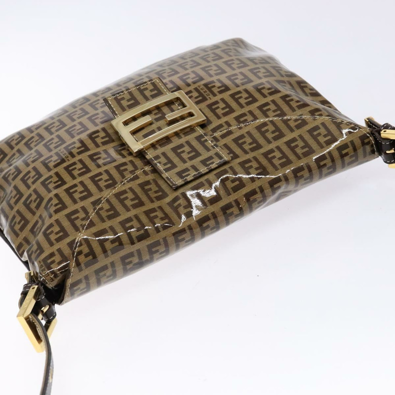 【日本直送】FENDI Zucchino 帆布 Mamma Baguette 肩背包 米色金色 正品 140274-5