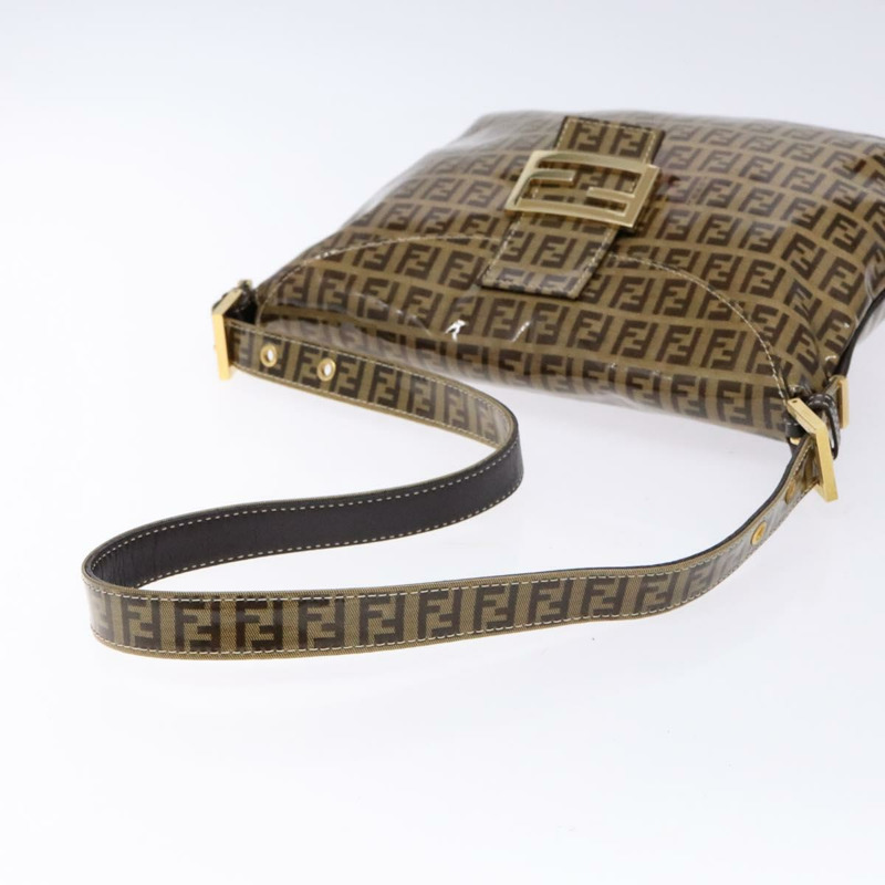 【日本直送】FENDI Zucchino 帆布 Mamma Baguette 肩背包 米色金色 正品 140274-6