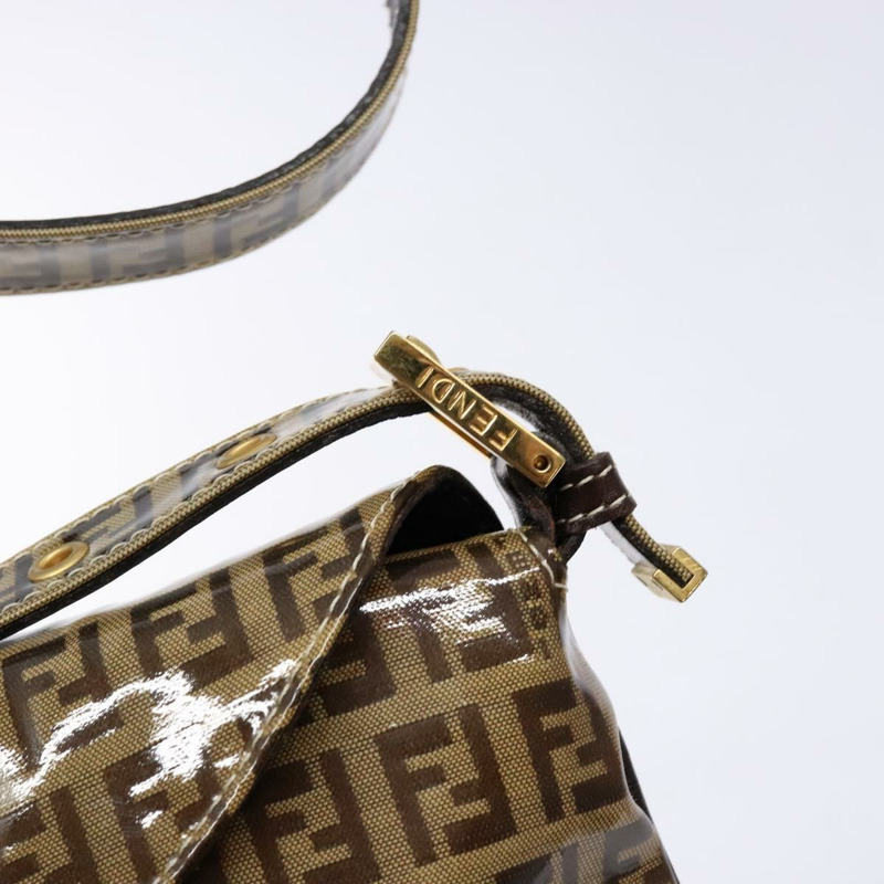 【日本直送】FENDI Zucchino 帆布 Mamma Baguette 肩背包 米色金色 正品 140274-9