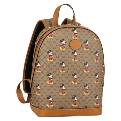 GUCCI GUCCIxDisney GG Supreme 雙肩包 PVC 米金色 552884 正品 140648M
