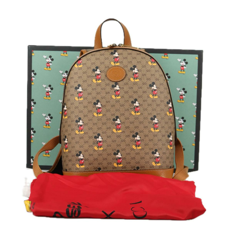 【日本直送】GUCCI GUCCIxDisney GG Supreme 雙肩包 PVC 米金色 552884 正品 140648M-11
