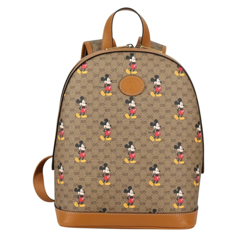 【日本直送】GUCCI GUCCIxDisney GG Supreme 雙肩包 PVC 米金色 552884 正品 140648M-12