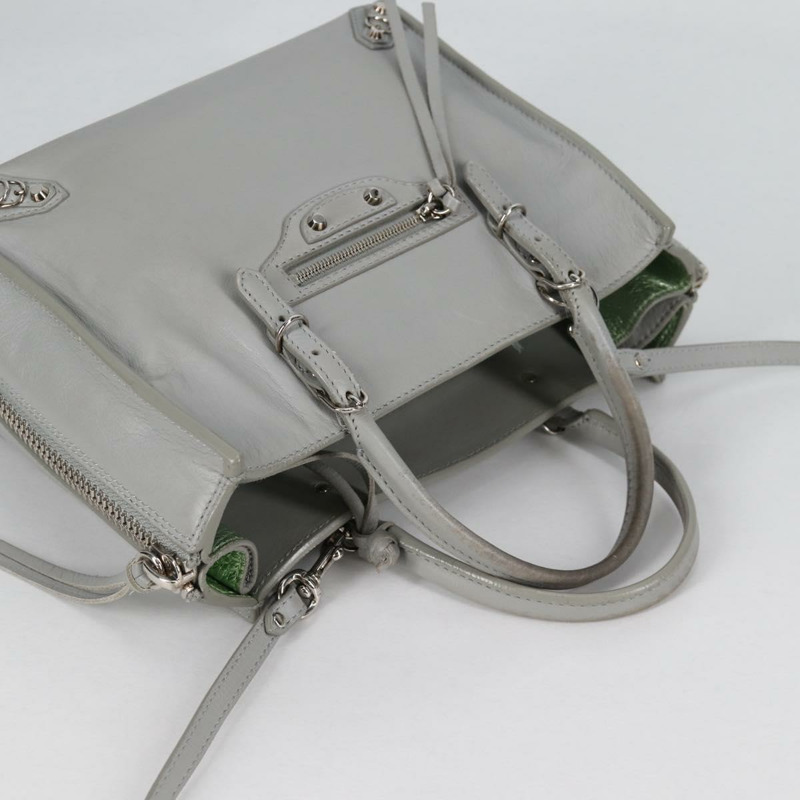 【日本直送】BALENCIAGA Paper 迷你手袋 皮革 2 款可選 灰色 銀色 正品 am8990V-5