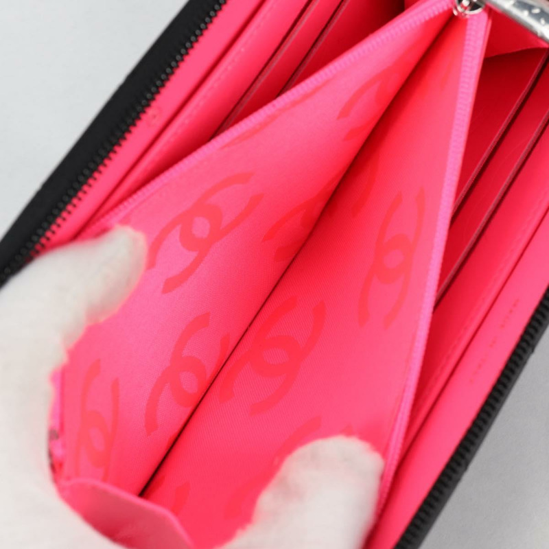 【日本直送】香奈兒 Cambon Line 馬特拉斯長款皮夾 皮革 黑色 CC 正品 ac3874M-8