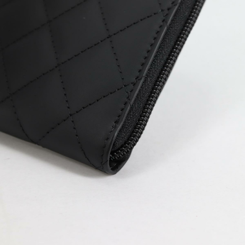 【日本直送】香奈兒 Cambon Line 馬特拉斯長款皮夾 皮革 黑色 CC 正品 ac3874M-14