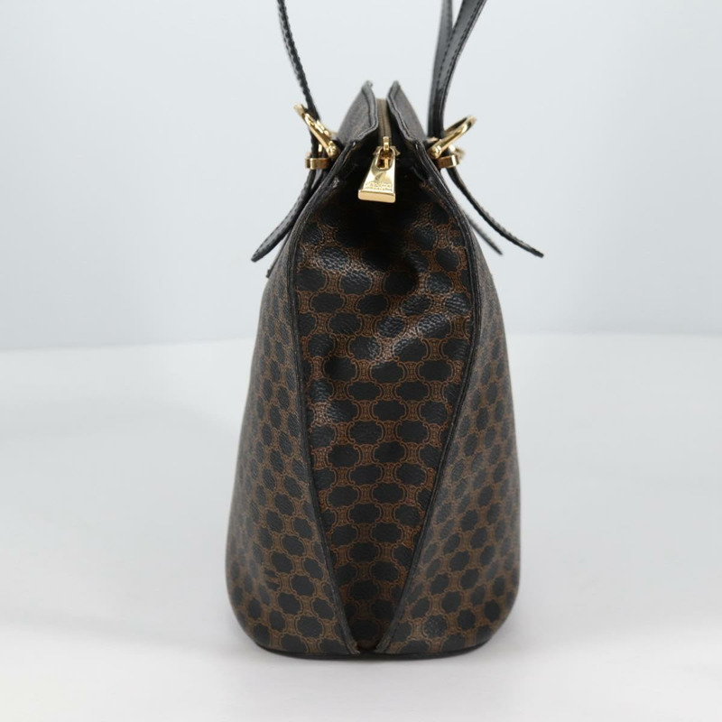 【日本直送】CELINE Macadam 帆布肩背包 PVC 皮革 黑金色 正品 am8906V-3