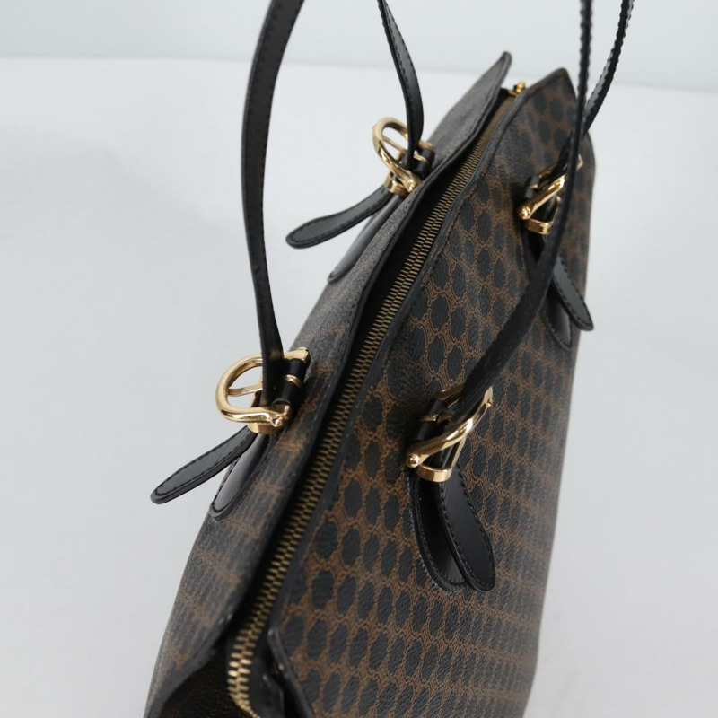 【日本直送】CELINE Macadam 帆布肩背包 PVC 皮革 黑金色 正品 am8906V-5