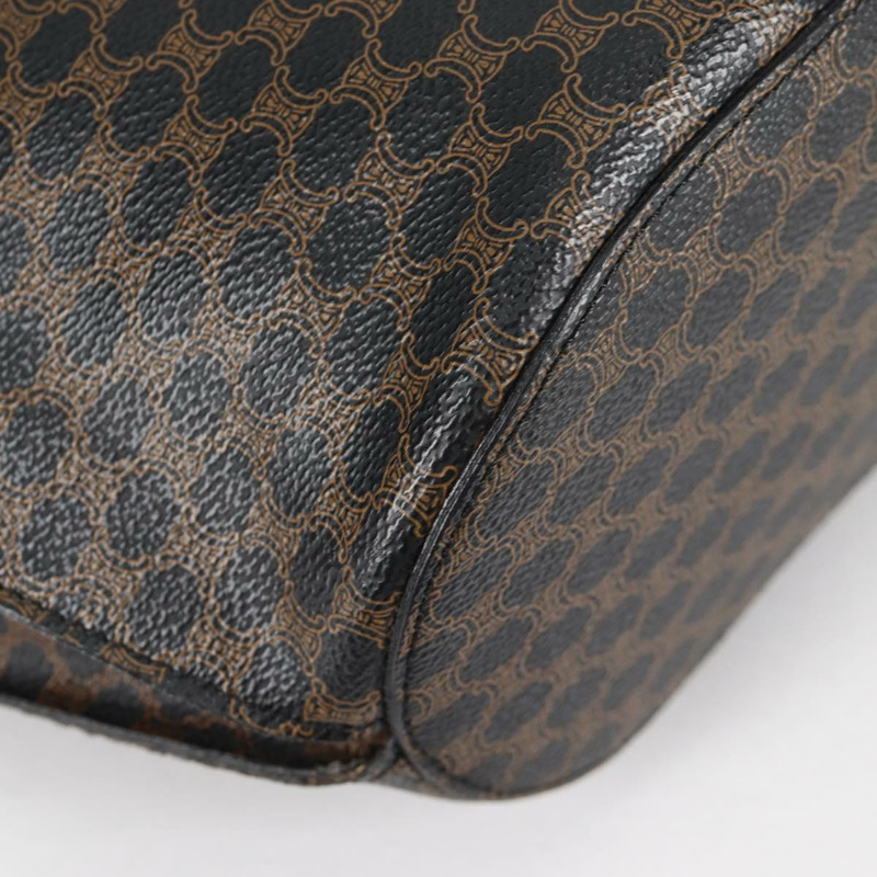 【日本直送】CELINE Macadam 帆布肩背包 PVC 皮革 黑金色 正品 am8906V-7