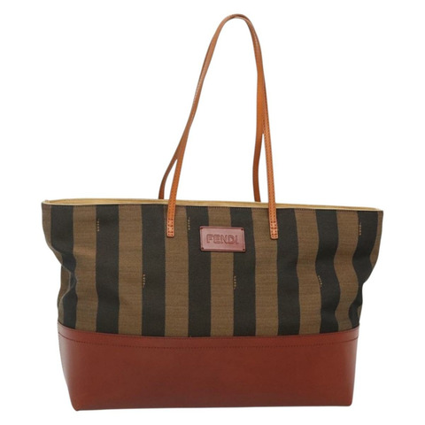FENDI 山胡桃帆布托特包 黑棕色 正品 am8966