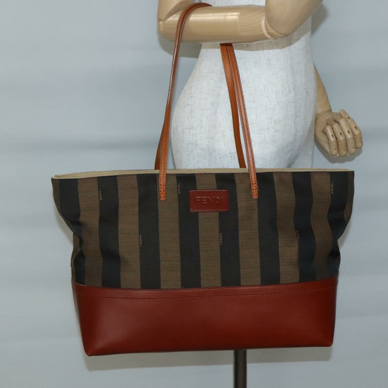 【日本直送】FENDI 山胡桃帆布托特包 黑棕色 正品 am8966-21