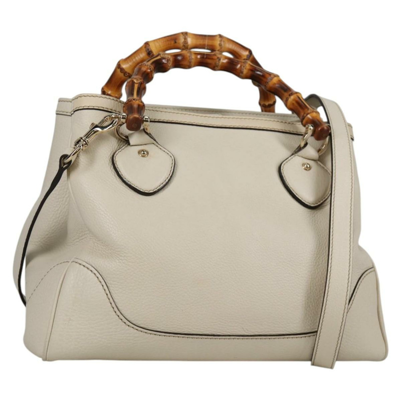 【日本直送】GUCCI 竹節手提包 皮革 2 向 白色 金色 308360 正品 135217V-0