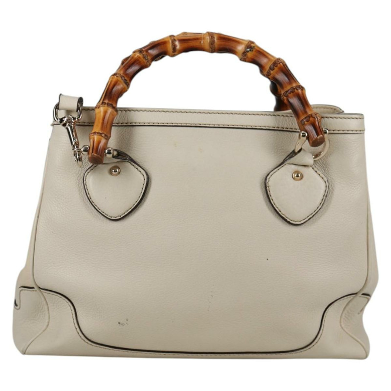 【日本直送】GUCCI 竹節手提包 皮革 2 向 白色 金色 308360 正品 135217V-1