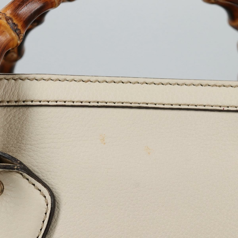 【日本直送】GUCCI 竹節手提包 皮革 2 向 白色 金色 308360 正品 135217V-3