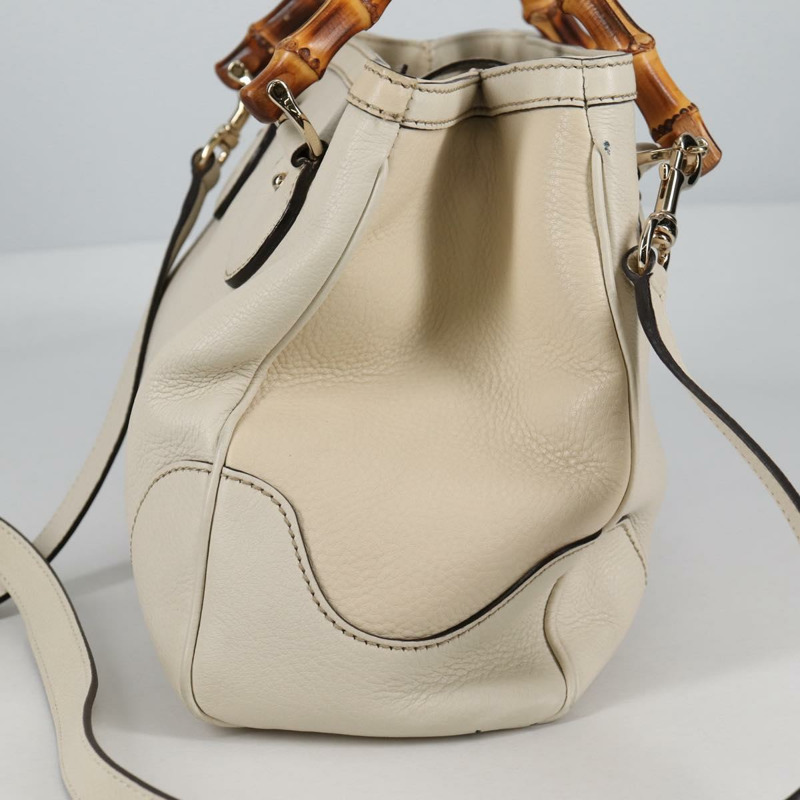 【日本直送】GUCCI 竹節手提包 皮革 2 向 白色 金色 308360 正品 135217V-4