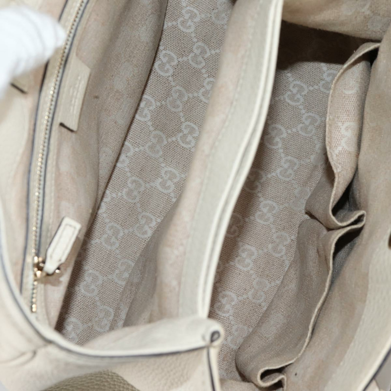 【日本直送】GUCCI 竹節手提包 皮革 2 向 白色 金色 308360 正品 135217V-9