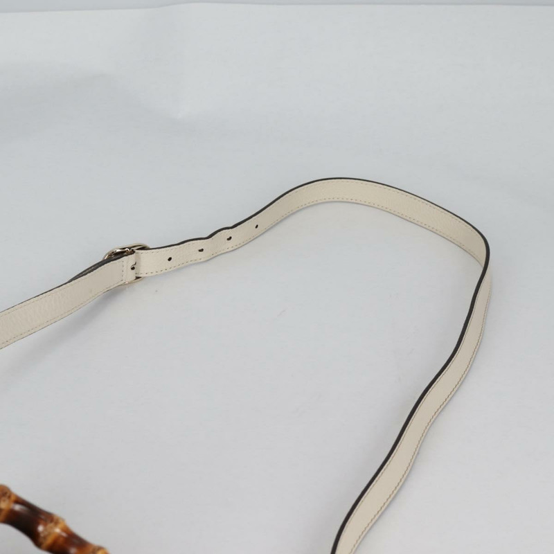 【日本直送】GUCCI 竹節手提包 皮革 2 向 白色 金色 308360 正品 135217V-16
