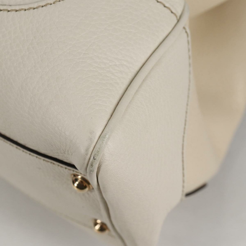 【日本直送】GUCCI 竹節手提包 皮革 2 向 白色 金色 308360 正品 135217V-18