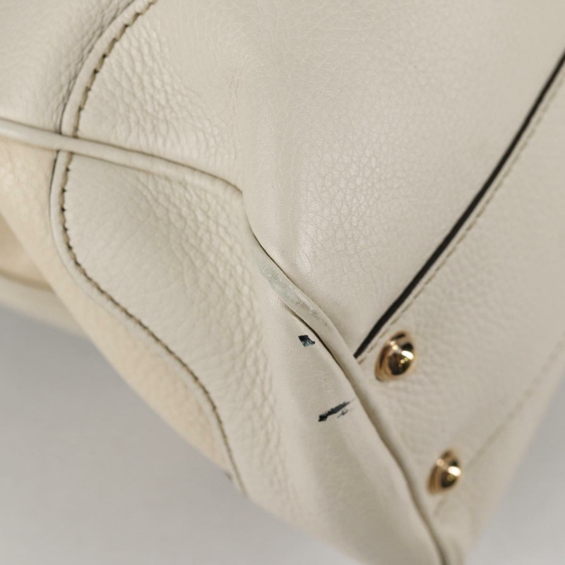 【日本直送】GUCCI 竹節手提包 皮革 2 向 白色 金色 308360 正品 135217V-19