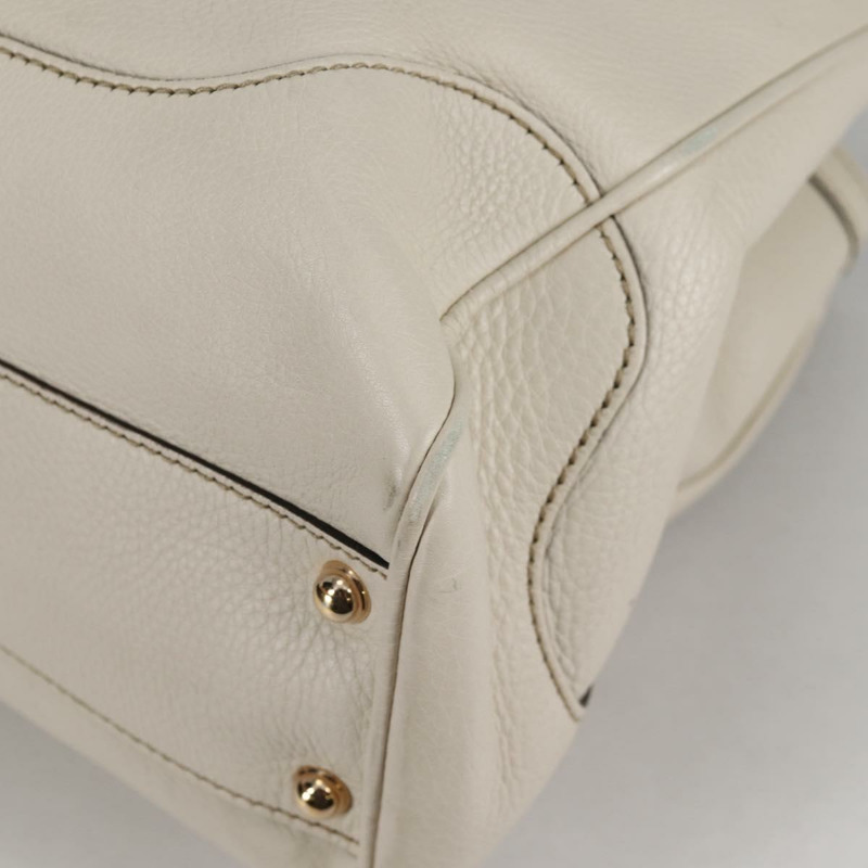 【日本直送】GUCCI 竹節手提包 皮革 2 向 白色 金色 308360 正品 135217V-20