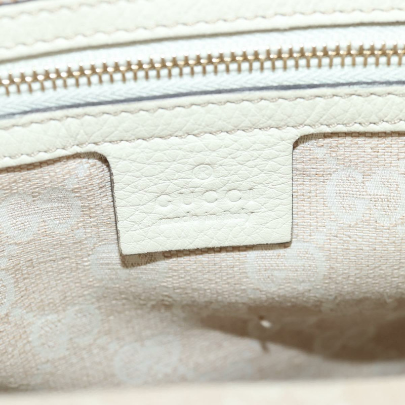 【日本直送】GUCCI 竹節手提包 皮革 2 向 白色 金色 308360 正品 135217V-22