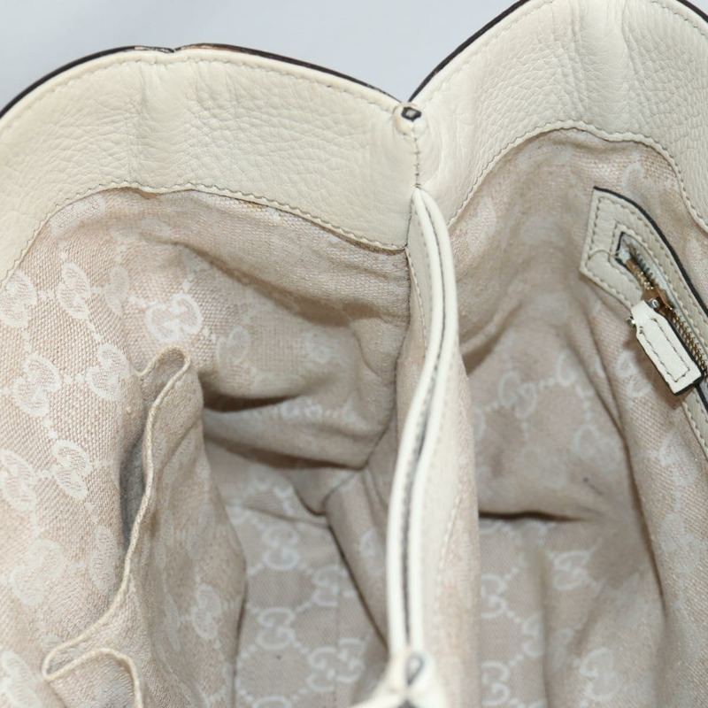 【日本直送】GUCCI 竹節手提包 皮革 2 向 白色 金色 308360 正品 135217V-24