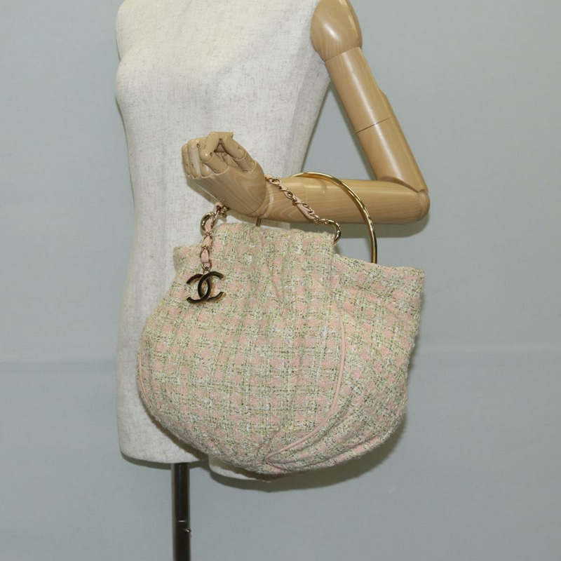 【日本直送】香奈兒 (CHANEL) 手提包 花呢 粉紅金 CC 正品 140361V-25
