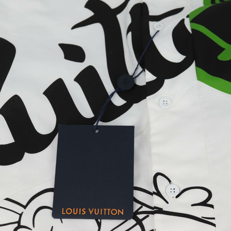 【日本直送】LOUIS VUITTON 印花襯衫和領帶襯衫 棉質 白色 LV 授權 137477M-14