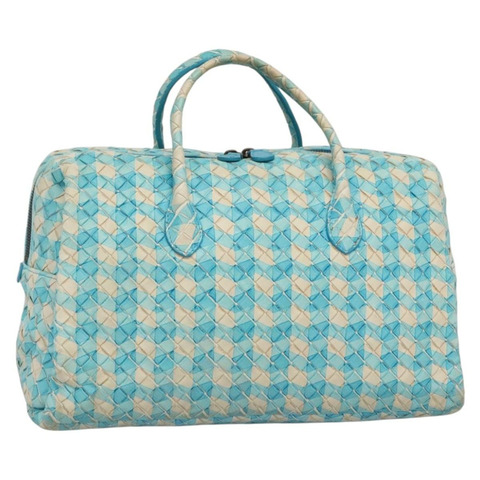 BOTTEGA VENETA INTRECCIATO 波士頓包 皮革 奧特萊斯 淺藍色 正品 140819