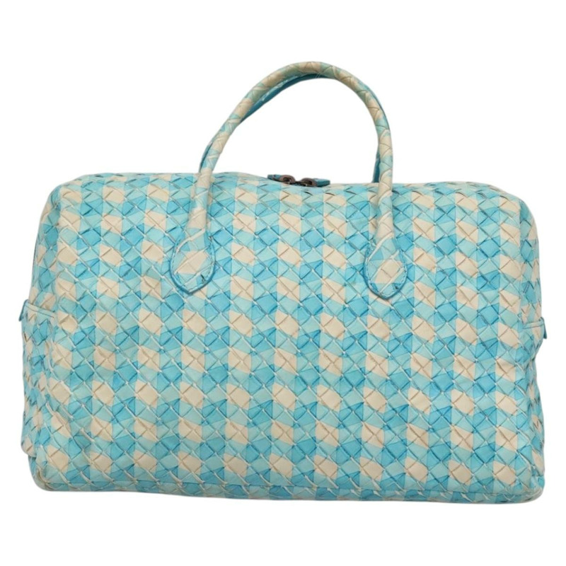 【日本直送】BOTTEGA VENETA INTRECCIATO 波士頓包 皮革 奧特萊斯 淺藍色 正品 140819-1