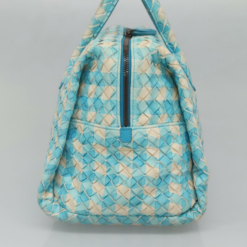 【日本直送】BOTTEGA VENETA INTRECCIATO 波士頓包 皮革 奧特萊斯 淺藍色 正品 140819-2