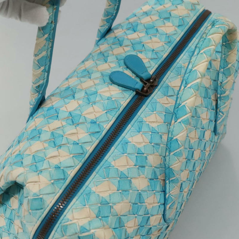 【日本直送】BOTTEGA VENETA INTRECCIATO 波士頓包 皮革 奧特萊斯 淺藍色 正品 140819-5