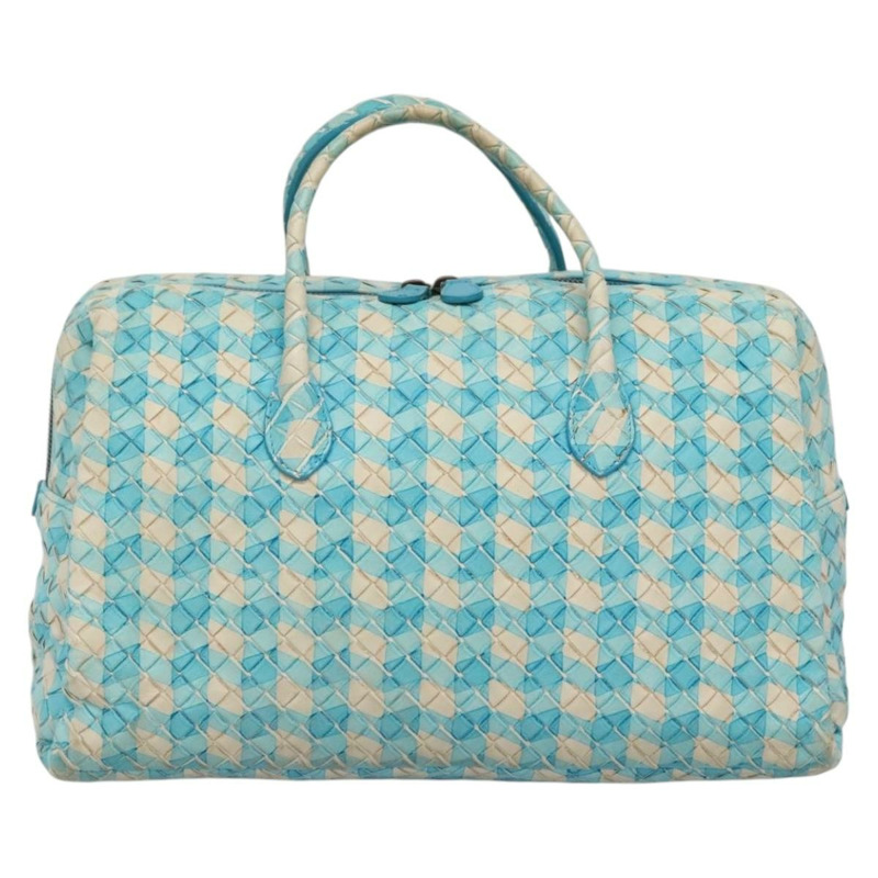 【日本直送】BOTTEGA VENETA INTRECCIATO 波士頓包 皮革 奧特萊斯 淺藍色 正品 140819-12