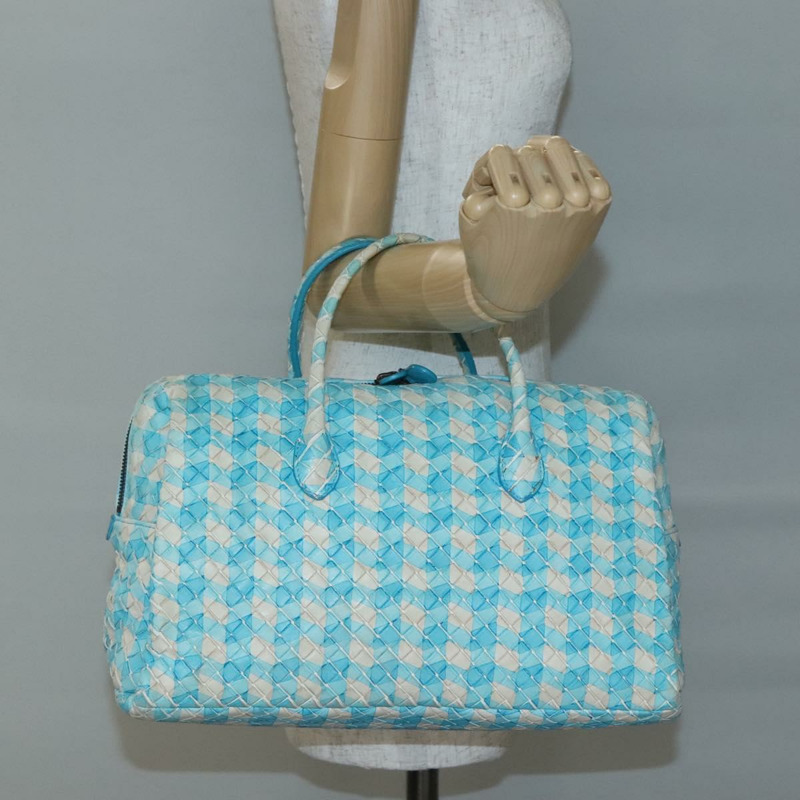 【日本直送】BOTTEGA VENETA INTRECCIATO 波士頓包 皮革 奧特萊斯 淺藍色 正品 140819-20